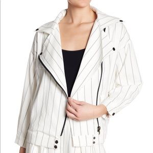 NWT Obispo Striped Asymmetrical Moto Jacket